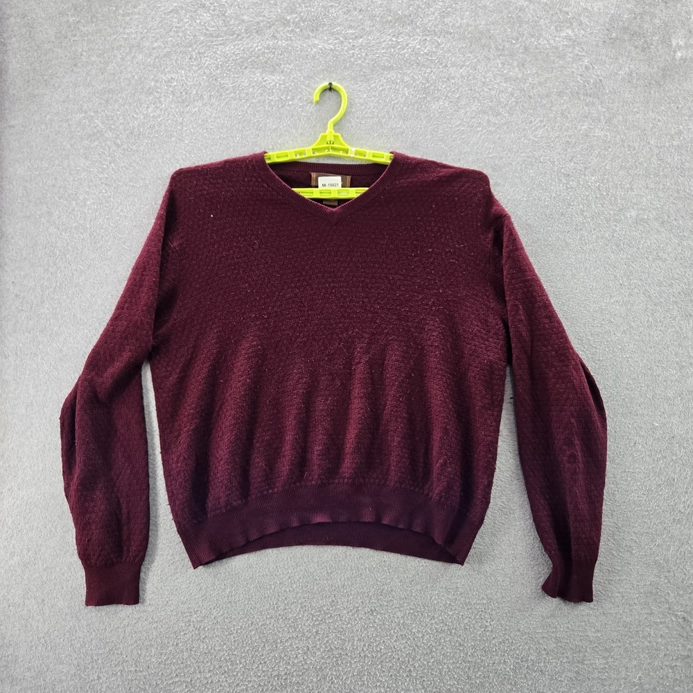 Tasso Elba Men Sweater L Red Silk Cashmere Long Sleeve Preppy Pullover
